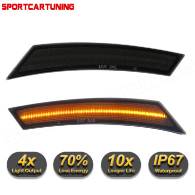For 2022-2024 Nissan Frontier Smoked Amber LED Front Side Marker Reflector Light