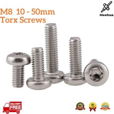 M8 X 10 to 50mm Torx Screws 304 Stainless Steel Pan Head Torx Screw Bolts