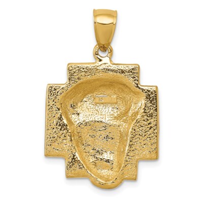 Pre-owned Superdealsforeverything Real 14k Yellow Gold Gold Polished Large Jesus Head With Crown Pendant