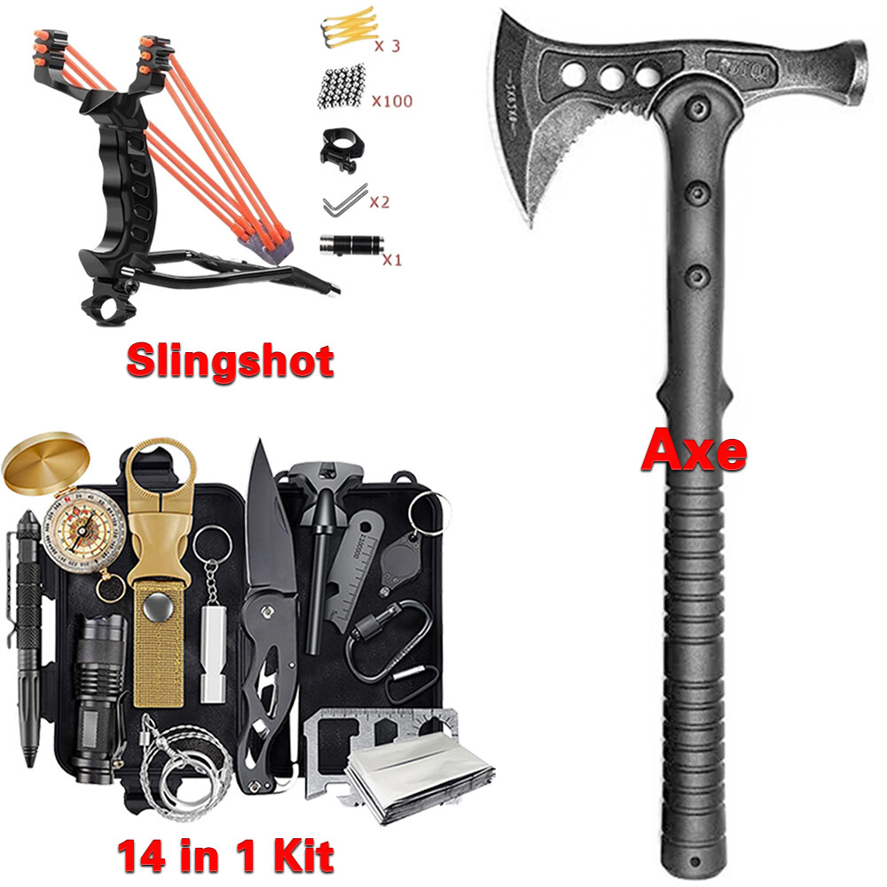 Camping Tactical Axe Hammer Tomahawk Slingshot Outdoor