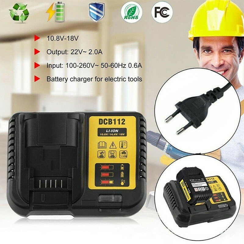 DCB112 Schnellladegerät für DeWalt Nachfolger DCB105 DCB015 10.8V/14.4V