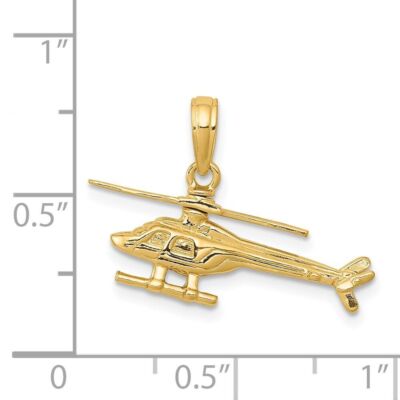 Pre-owned Diamond2deal 14k Yellow Gold 3-d Moveable Helicopter Pendant 2.04g