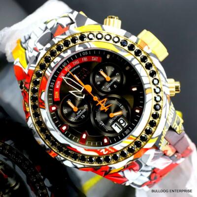 Pre-owned Invicta Reserve Subaqua Specialty 4.14 Ctw Black Spinel Swiss Graffiti Watch
