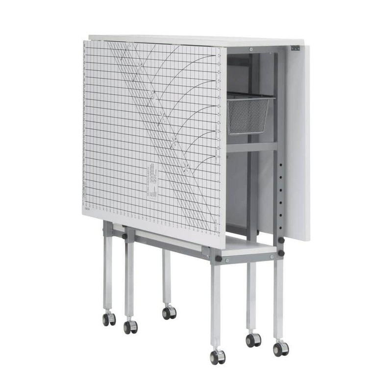 Sew Ready Folding Fabric Cutting Table Adjustable Height Grid Top