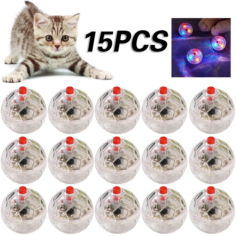 Motion Activated Cat Ball,15Pcs Cat Toy Wide Application Built-In LED Pet Cat Do