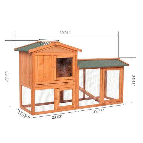 61 Inch Wooden Chicken Coop Outdoor Run Ramp Garden Bunny Rabbit Hutch Hen House