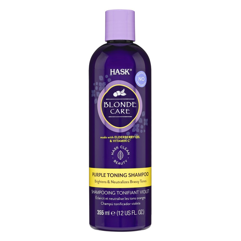 HASK Blonde Care Sulfate-Free Purple Toning Shampoo , 12 Fl Oz.