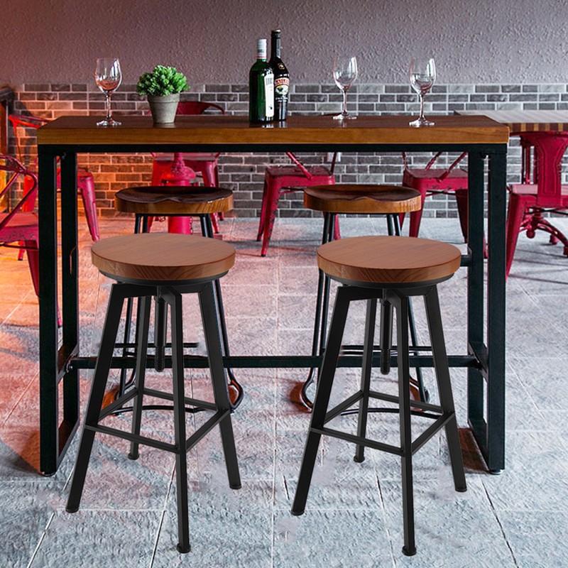 1x Vintage Industrial Bar Stool Chair Retro Kitchen Counter Wooden