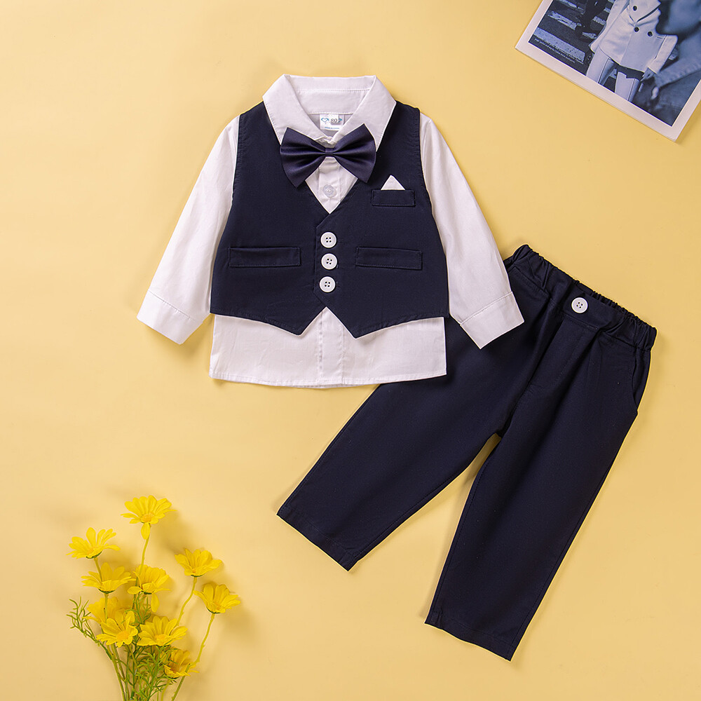 3Pcs Kids Baby Boys Gentleman Outfits Wedding Formal Party Suit Clothes Set US