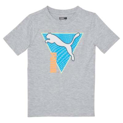 

Футболка Puma Summer Break Triangle с круглым вырезом и короткими рукавами с принтом для подростков, размер для мальчиков, Grey, Puma Summer Break Triangle Graphic Crew Neck Short Sleeve T-Shirt