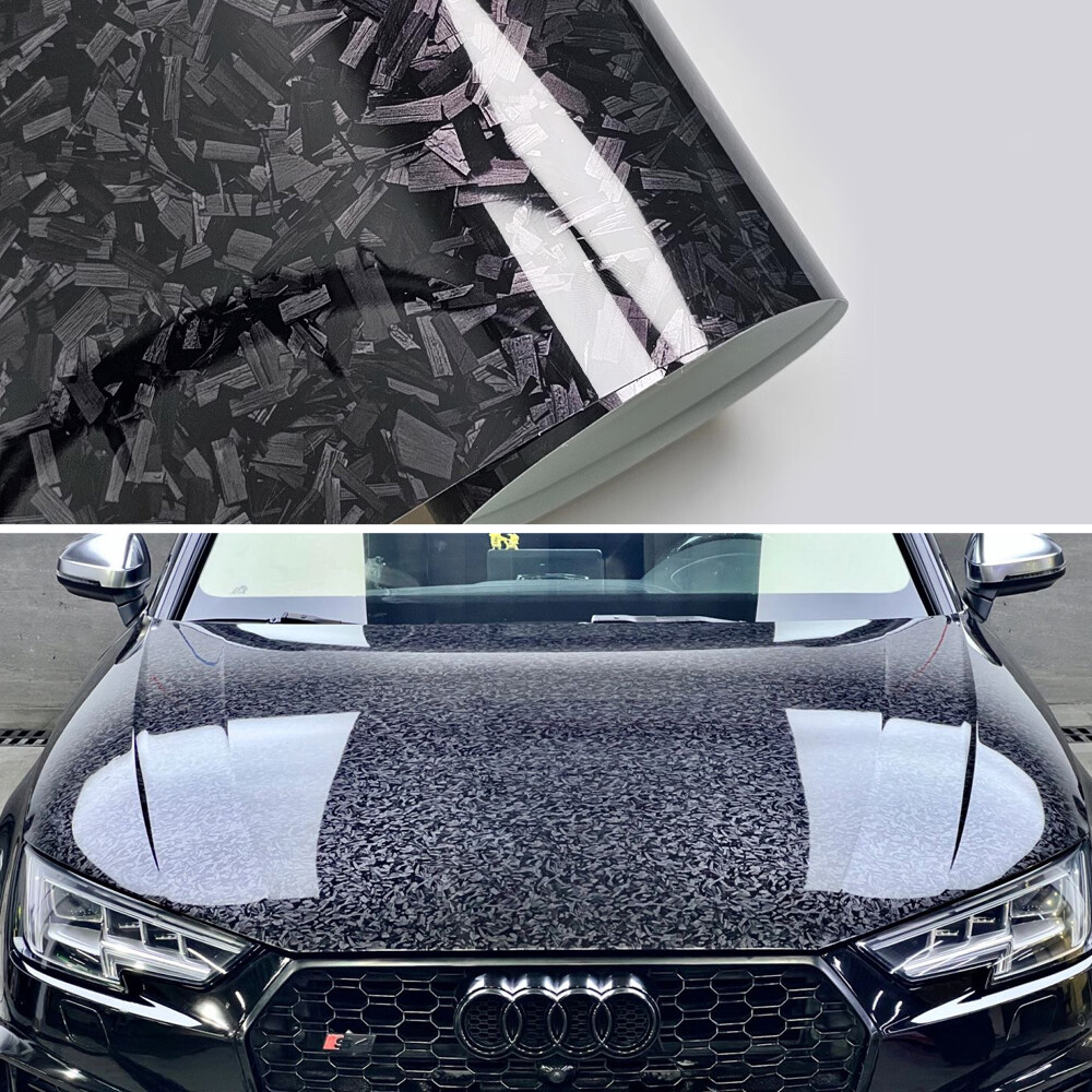 Premium Forged Carbon Fiber Vinyl Film Wrap Roll High Gloss Black Sticker Decal
