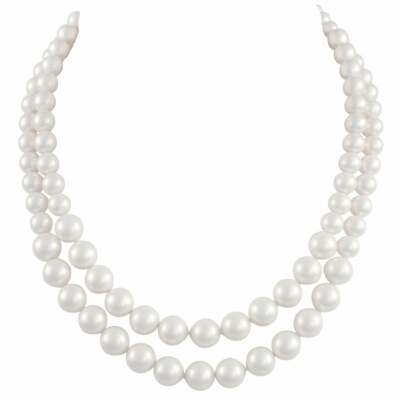 Windsor Two Strand Graduated White Shell Pearl Necklace