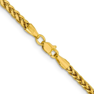Pre-owned Skyjewelers Real 14k Yellow Gold 2.5mm Semi-solid Diamond Cut Wheat Chain; 18 Inch