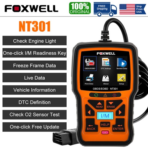 Foxwell Nt301 Auto Obd2 Code Reader Check Engine Light I/m Readness