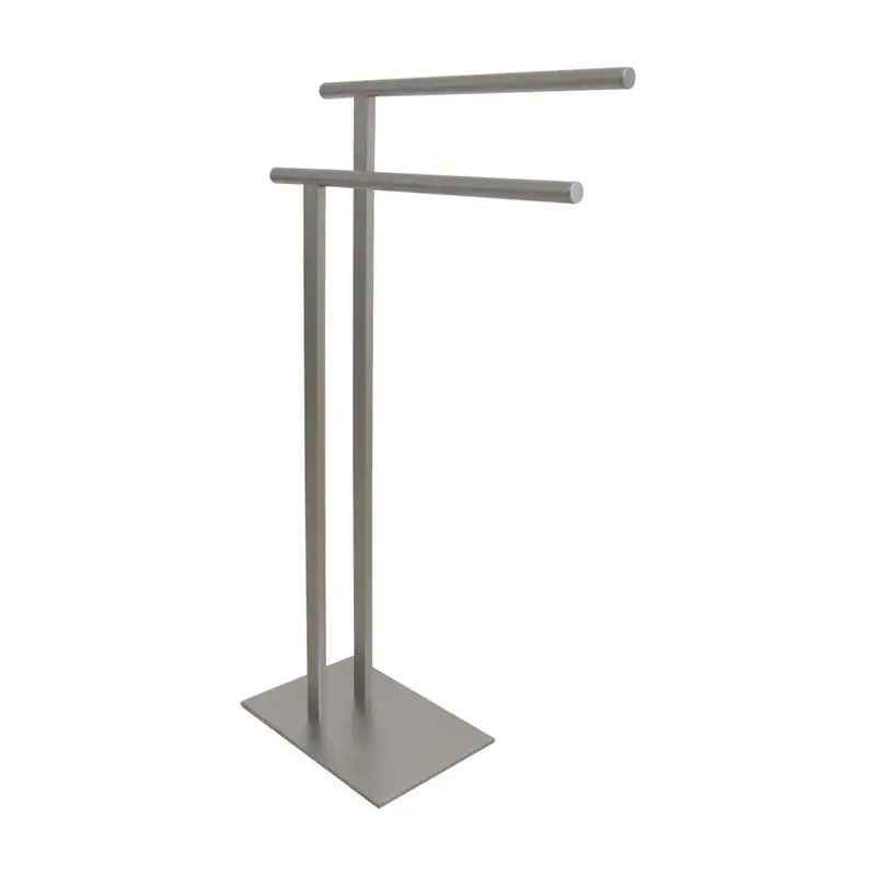 Kingston Brass Pedestal Bath Towel Rack 2-Bar Stainless Steel Brushed Nickel