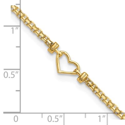 Pre-owned Samajewelers Real 14kt Yellow Gold Polished Open-heart 10inch Anklet; 10 Inch; Lobster Clasp