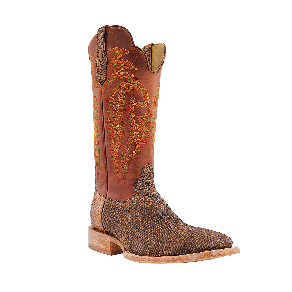 Pre-owned Western Men's R. Watson Rw7901 Cognac Ring Lizard  Boots In Brown