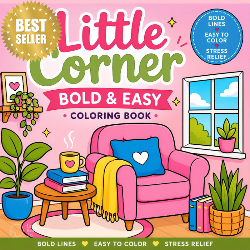 Little Corner: Bold and Easy Coloring Book for Adults and Teens | Simple Cozy Hy