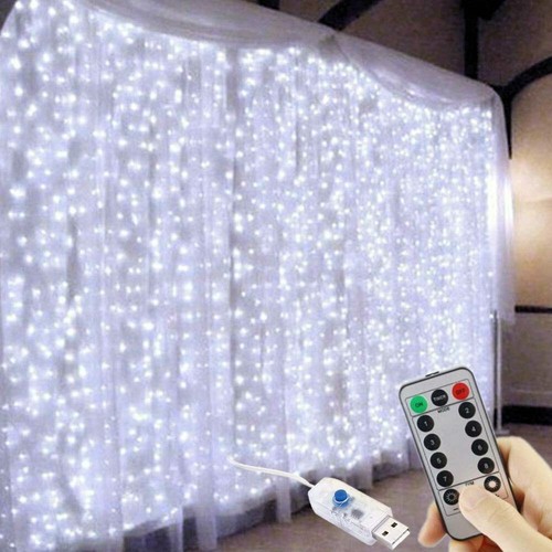 300 LED Curtain Lights String 3m*3m USB Powered Waterproof Twinkle Wall Lights