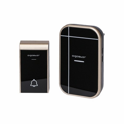 CAMPANELLO SENZA FILI WIRELESS DIGITALE IP44 PORTE CASA UFFICIO AIGOSTAR NERO/OR