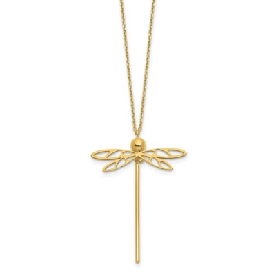 Pre-owned Superdealsforeverything Leslie's Real 14kt Yellow Gold Polished Dragonfly W/2 In Ext. Necklace; 16 Inch