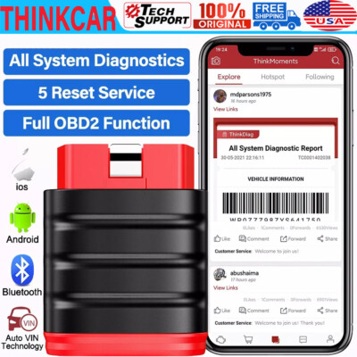 THINKSAF Automotive Bluetooth OBD2 Scanner All System Car Oil ABS EPB Reset Tool