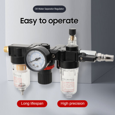 Air Compressor Oil Lubricator Water Separator Trap Filter Regulator Gauge Kit