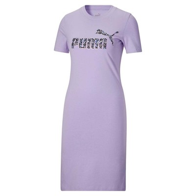 

Женское платье-футболка с короткими рукавами и логотипом Puma Essentials Monarch под зебру, размер, Фиолетовый