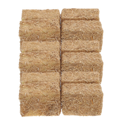 12Pcs Mini Hay Bales Straw Bales Simulation Miniature Hay Farm Toy Dollhouse