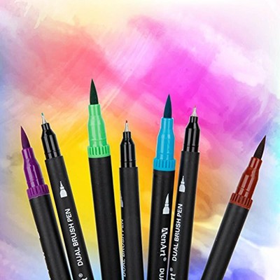 Dual Markers Brush Pen, Bullet Journal Fine Point Coloring &amp Highlighter For