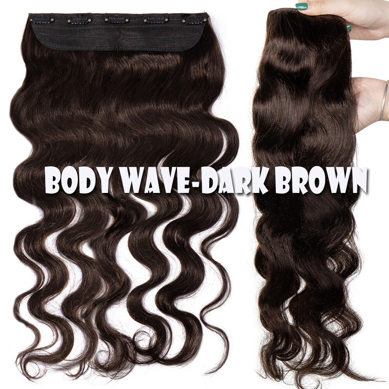 CLEARANCE Clip In Extensions 100% Remy Human Hair One Piece Highlight Ashy Brown