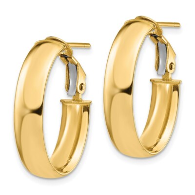 Pre-owned Superdealsforeverything Real 14kt Yellow Gold 6mm High Polished Omega Back Hoop Earrings