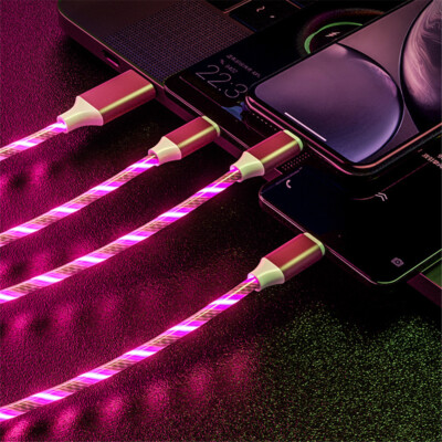 3 in 1 Fast LED Charging Cable Universal Multi Function Cell Phone Charger Cord