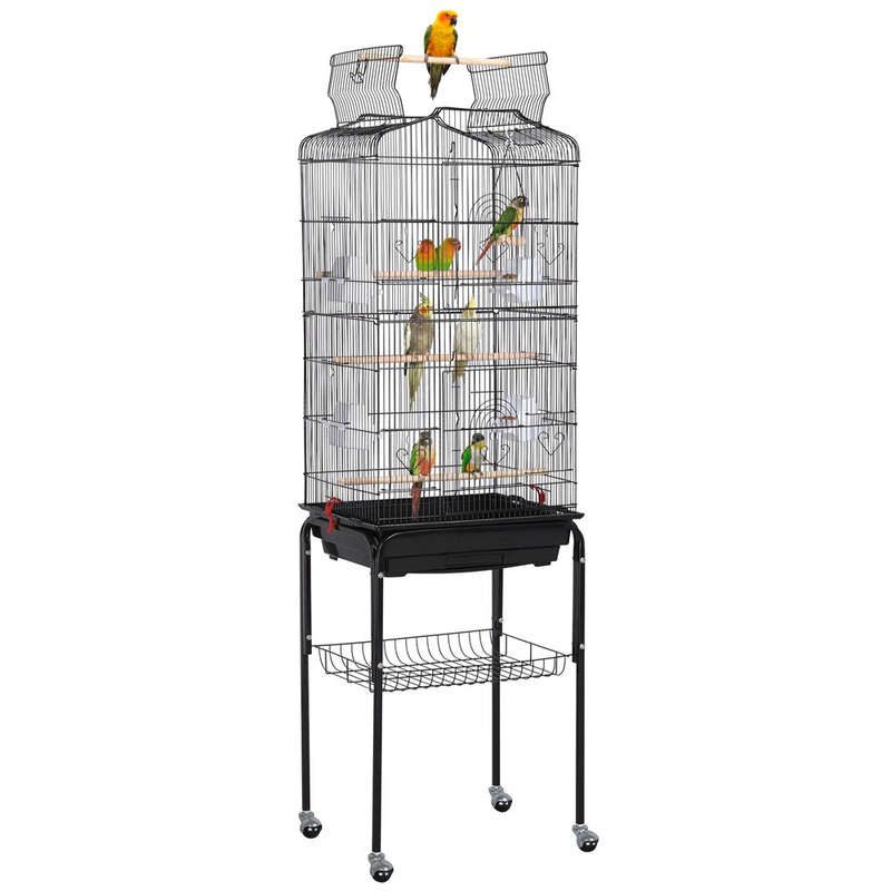 64" Jaulas Para P&aacute;jaros Grande De Metal Con Ruedas Superior Abierta En Oferta US