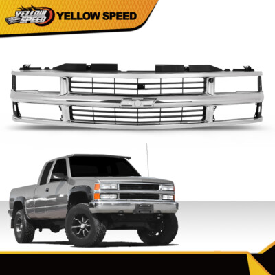 Chrome Grille w/Black Insert Fit For 94-98 Chevy C/K 1500 2500 3500 Truck 