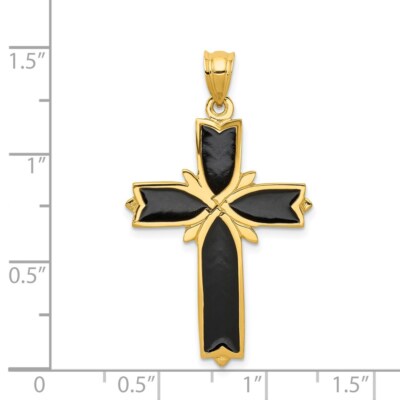 Pre-owned Superdealsforeverything Real 14kt Yellow Gold Enameled Latin Cross Pendant