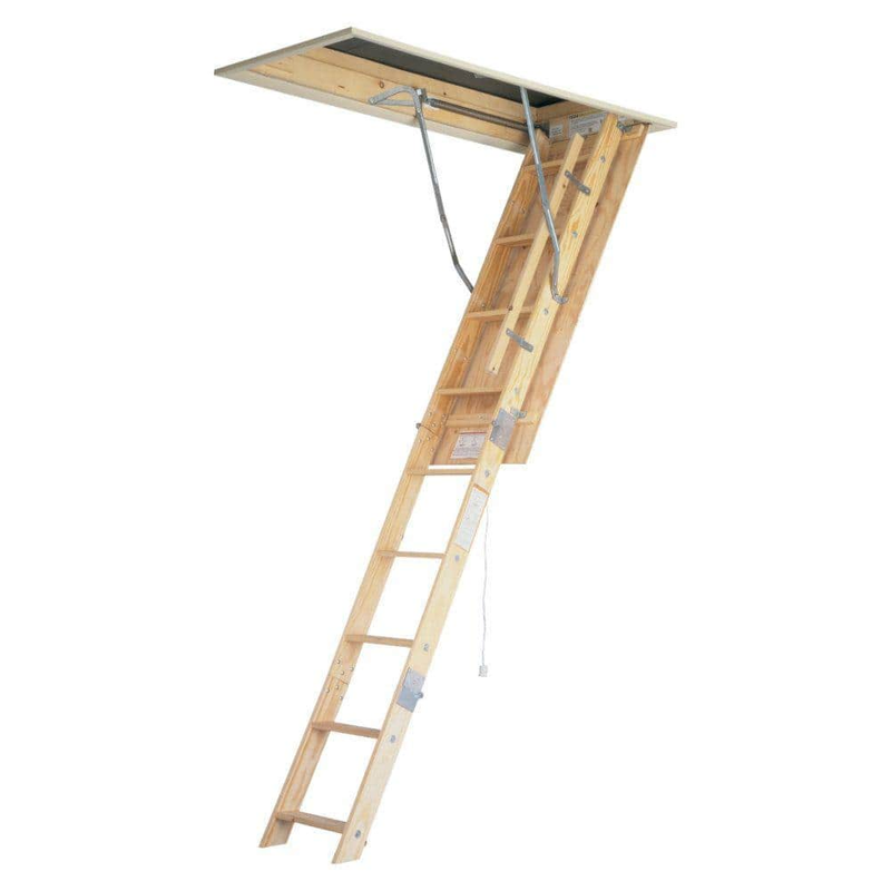 Attic Ladder Wood Pull Down Stairs 10 Ft. Universal Fit Ceiling Mounted Steps