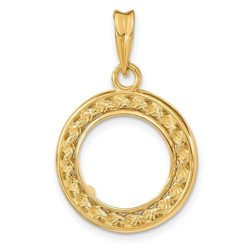Pre-owned Roy Rose Jewelry Wideband Distinguished 14k Yellow Gold Coin Bezel Pendant Mounting - 13mm-39.5mm
