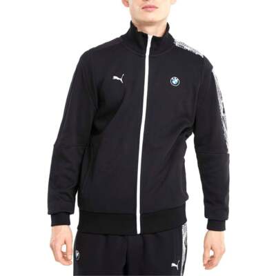 Puma Bmw Mms T7 Full Zip Jacket Мужская черная повседневная спортивная верхняя одежда 53118001