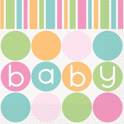 (Lunch Napkins) - Pastel Baby Shower Napkins, 16ct. Unique Industries