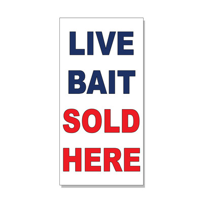 Live Bait Sold Here Blue Red DECAL STICKER Retail Store Sign