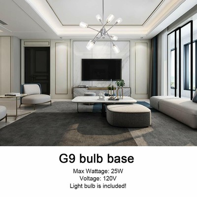 8Lights Contemporary Chandelier Sputnik Chrome Ceiling Light Glass Pendant Light