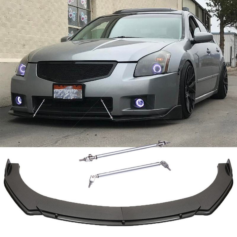 Splitter Lip Carbon Style+strut Rods For Nissan Maxima 2000-2020 Ct