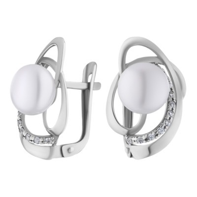 Ohrringe Sterlingsilber Zirkonia Perle Ohrschmuck Damenschmuck Echtschmuck