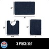 GORILLA GRIP Bathroom Rug Sets 3 Piece, Bath Mat Set and Oval Toilet Base with Rubber Backing, Plush Absorbent Shaggy Chenille Washable Mats, Includes 24x19.5, 24x17 and 30x20 Inch Rugs, Navy