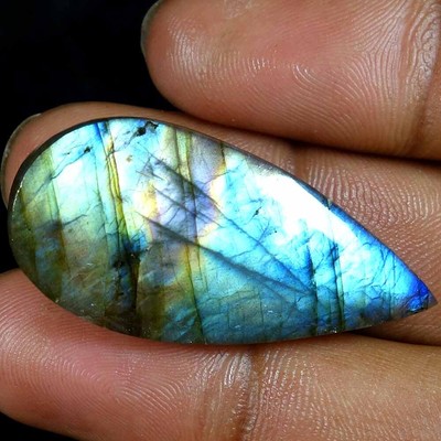 41.10Cts 100% Natural Super Multi Labradorite Pear Cab Loose Gemstone 20X41X07mm