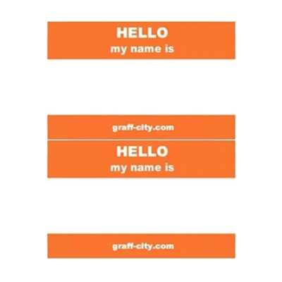 Graff-City Orange "Hello My Name Is" Stickers