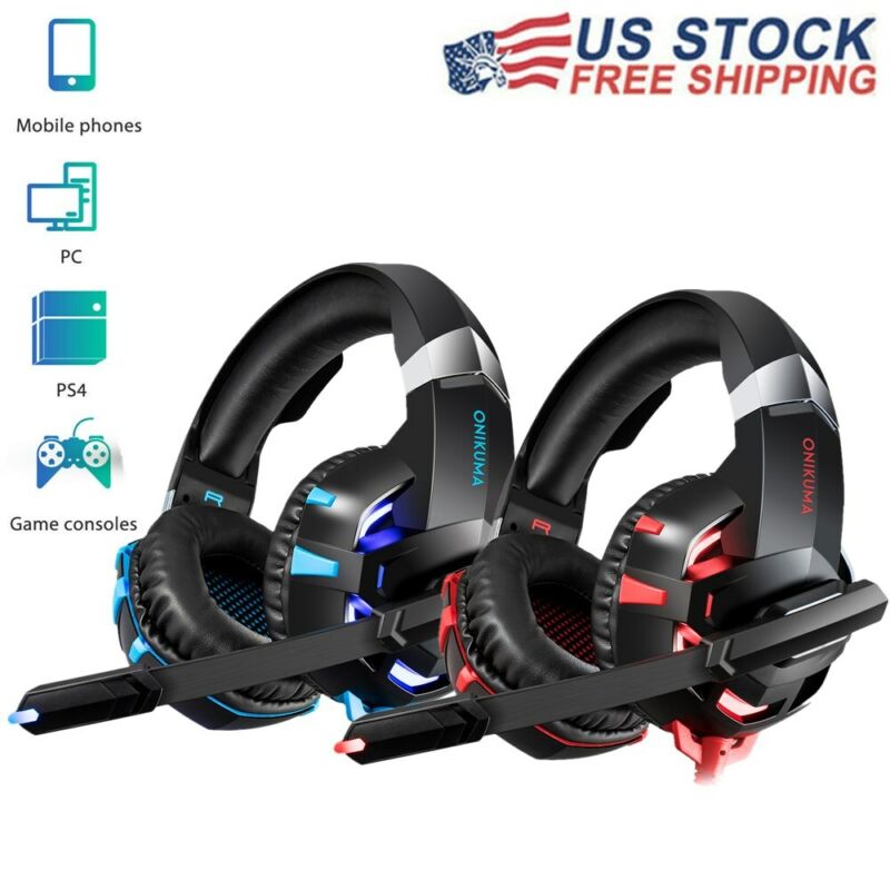 Onikuma 3.5mm Gaming Headset Mic Led Headphones Stereo Surround For Pc Xbox One