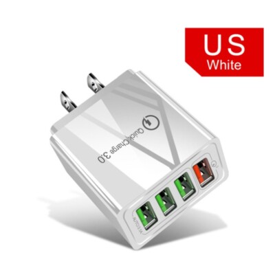 4 USB Port Fast Charge QC 3.0 USB HUB Quick Wall Charger Power Adapter 30W US