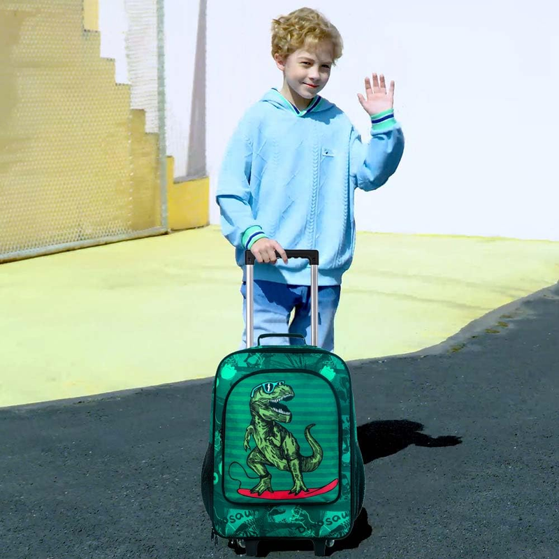AGSDON Kids Suitcase for Boys, Cute Dinosaur Rolling Luggage Wheels for Children
